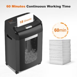 Bonsaii Paper Shredder 18-Sheet Cross Cut Office Shredder 60 Mins Heavy Duty Shredder for Home Office Use - Image 7