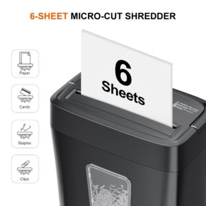 Bonsaii 6-Sheet Micro Cut Paper Shredder for Home Office Use with Portable Handle - Image 3