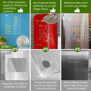 JJPRO Non-Magnetic Dry Erase Calendar for Fridge-Reusable Monthly&Weekly Planning Board and Blank Clear Board Bundle for All Smooth Surfaces. Clear Reusable Board Sticks to Fridge,Wall,Door&Glass - Image 5