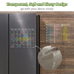 JJPRO Non-Magnetic Dry Erase Calendar for Fridge-Reusable Monthly&Weekly Planning Board and Blank Clear Board Bundle for All Smooth Surfaces. Clear Reusable Board Sticks to Fridge,Wall,Door&Glass - Image 8