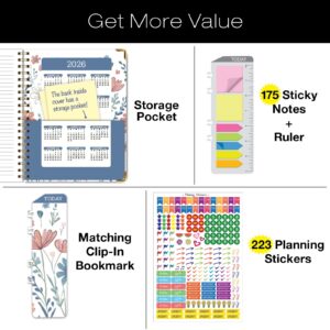 Academic Year 2025-2026 Planner, June 2025 - July 2026, 8.5"x11" Daily Weekly Monthly Planner Yearly Agenda, Hardcover, Bookmark, Pocket Folder and Sticky Note Set (Colorful Botanicals) - Image 3