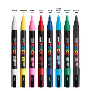 POSCA PC-3M Water-Based Paint Markers, Fine Tip (0.9-1.3mm), Assorted Colors, 8 Count - Image 3