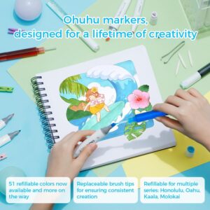 Ohuhu Pastel Markers Alcohol Based -96 Pastel Colors Double Tipped Alcohol Markers for Artist Adult Coloring Illustration w/ 1 Colorless Blender- Brush & Chisel-Gift - Image 5