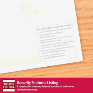 DocuGard Standard Security Paper for Printing Prescriptions & Preventing Fraud, 6 Features Letter - 8 1/2" x 11" - 24 lb Basis Weight - 250 / Pack - Blue, Canary - Image 7