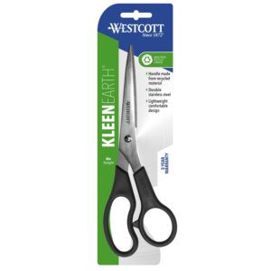 Westcott 8" Straight Kleen Earth Recycled Stainless Steel Scissor, Black, 3 Pack, High School Level - Image 10