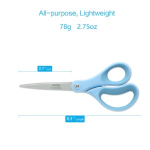 LIVINGO 8" Office Scissors Sharp Blades Titanium Office Home Crafts Cutting Paper, 3 Pack, Assorted - Image 9