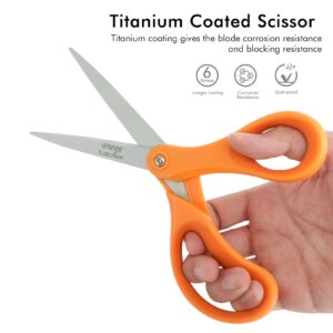 LIVINGO 8" Office Scissors Sharp Blades Titanium Office Home Crafts Cutting Paper, 3 Pack, Assorted - Image 12