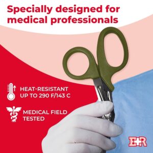 Ever Ready First Aid Autoclavable Titanium Bonded Bandage Shears 7 1/4" Bent - Olive Drab Green - 1 Pack - Image 5