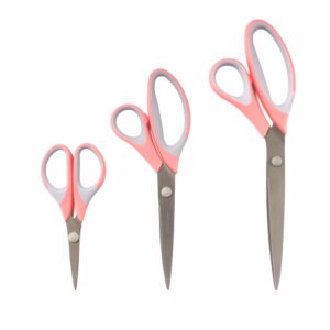 JubileeYarn Titanium Softgrip Scissors Set for Sewing, Arts, Crafts, Office - 1 Set of 3 - Pink - Image 44