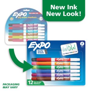 EXPO Dry Erase Markers, Fine Tip, Assorted Colors, 12 Count - Image 2