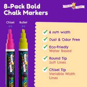 Chalky Crown - Bold Chalk Markers - Dry Erase Marker Pens - Reversible Tip - 8 Pack, 6 mm - Image 6