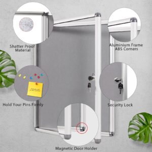 SWANCROWN Enclosed Cork Bulletin Board with Lock 26"x 20",Silver Aluminum Frame - Image 11