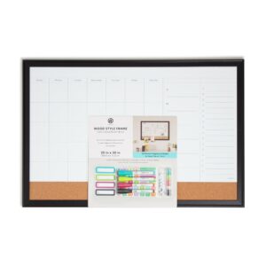 U Brands 30 x 20 in. Magnetic Dry Erase Calendar Planner Combo Board, Black Wood Style Frame - Image 7