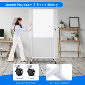 Maxtek Rolling White Board, 48 x 24 Height Adjustable Whiteboard on Wheels, Large Magnetic Standing Mobile Easel Board, Double-Sided with Stand for Office, Home, and Classroom - Image 4
