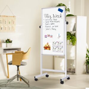 Maxtek Rolling White Board, 48 x 24 Height Adjustable Whiteboard on Wheels, Large Magnetic Standing Mobile Easel Board, Double-Sided with Stand for Office, Home, and Classroom - Image 7