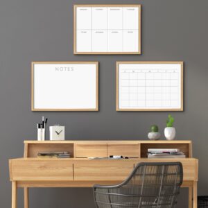 Kate and Laurel Blake Month Framed Printed Glass Dry Erase Board by The Creative Bunch Studio, 18x24 Natural, Monthly Calendar Printed Glass Wall Organizer - Image 6