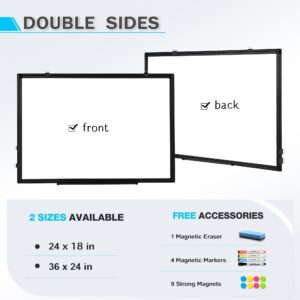 Magnetic Whiteboard, Double-Sided White Board Dry Erase Board 24 x 18 Inch, Black Aluminum Frame Wall Mounted Board for Office Home - Image 5