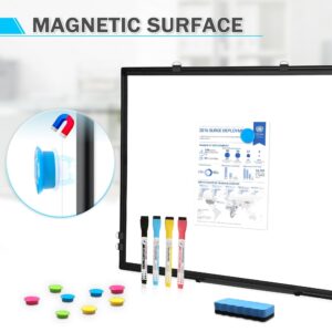Magnetic Whiteboard, Double-Sided White Board Dry Erase Board 24 x 18 Inch, Black Aluminum Frame Wall Mounted Board for Office Home - Image 6
