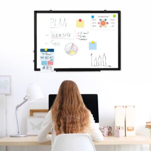 Magnetic Whiteboard, Double-Sided White Board Dry Erase Board 24 x 18 Inch, Black Aluminum Frame Wall Mounted Board for Office Home - Image 8