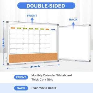 Magnetic Whiteboard, Double-Sided White Board Dry Erase Board 24 x 18 Inch, Black Aluminum Frame Wall Mounted Board for Office Home - Image 27