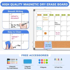 Magnetic Whiteboard, Double-Sided White Board Dry Erase Board 24 x 18 Inch, Black Aluminum Frame Wall Mounted Board for Office Home - Image 28