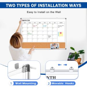 Magnetic Whiteboard, Double-Sided White Board Dry Erase Board 24 x 18 Inch, Black Aluminum Frame Wall Mounted Board for Office Home - Image 48
